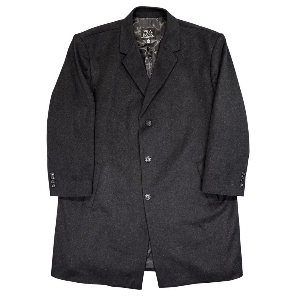 Jos A Bank Men’s Pea Coat 50R Wool Blend Black Classic Button Front Jacket